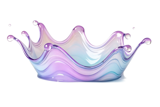 blue pink purple wave fluid holographic Iridescent 3d render abstract isolated on transparent background cutout