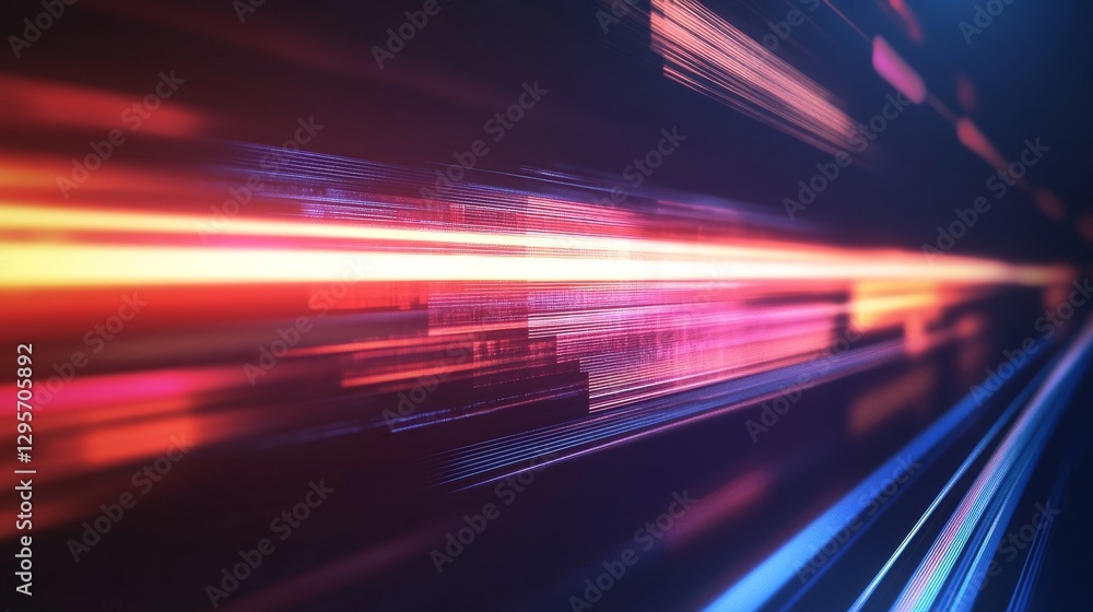 Poster Dynamic lines of light create a vibrant abstract representation of speed and movement in a dark setting