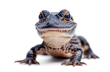 Obraz premium Realistic close-up of a unique amphibian with prominent eyes showcasing textures and details against a clean white background