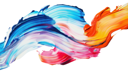 Colorful paint strokes creating abstract design on transparent background