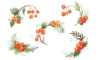 Set forest berries, on a white background, Generative AI