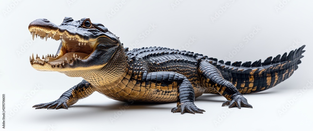 Poster realistic crocodile model with intricate details capturing the fierce appearance and unique texture 