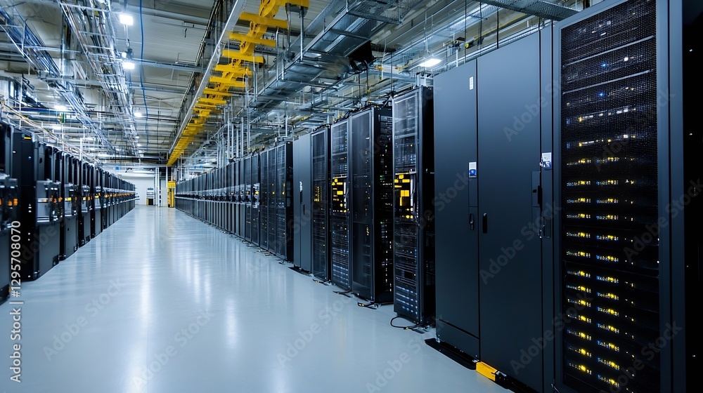 Fototapete High-tech data center interior showcasing advanced server technology and efficient data management system : Generative AI