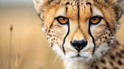 Obraz premium Majestic cheetah portrait capturing the beauty and intensity of this wild animal's gaze : Generative AI