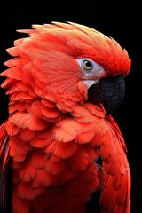 Fototapeta premium A red parrot with a black background