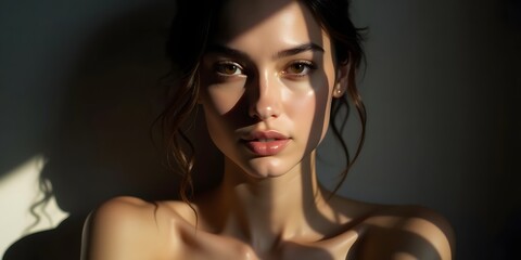 Fototapeta premium Artistic Portrait of a Woman with Subtle Expression