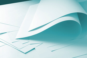 Sheets of paper in a cool color tone.