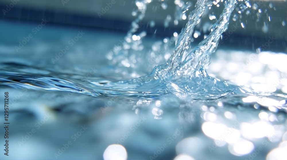 Aufkleber Captivating close up of water splashing and reflecting light in a beautiful fluid motion : Generative AI