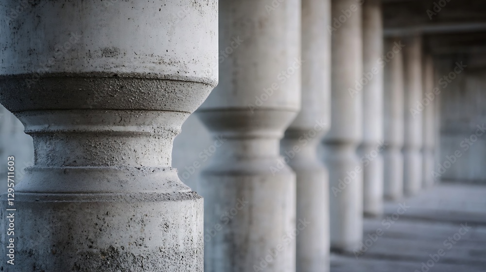 Fototapete concrete pillars in an empty building showcasing strength and architectural design : generative ai