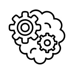 brain with gears mental process icon, brain with gears mental process line art - simple line art of brain with gears mental process, perfect for brain with gears mental process logos and icons