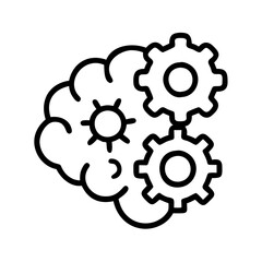 brain with gears mental process icon, brain with gears mental process line art - simple line art of brain with gears mental process, perfect for brain with gears mental process logos and icons