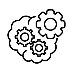 brain with gears mental process icon, brain with gears mental process line art - simple line art of brain with gears mental process, perfect for brain with gears mental process logos and icons