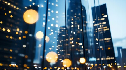 Colorful city lights reflecting off modern glass buildings at night creating a vibrant urban atmosphere : Generative AI
