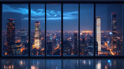 Night Cityscape with River and Lights