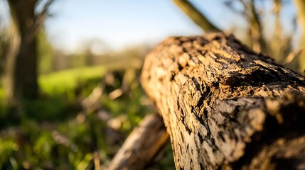 Fototapeta premium Beautiful Rustic Log on the Forest Floor with Gentle Morning Light : Generative AI