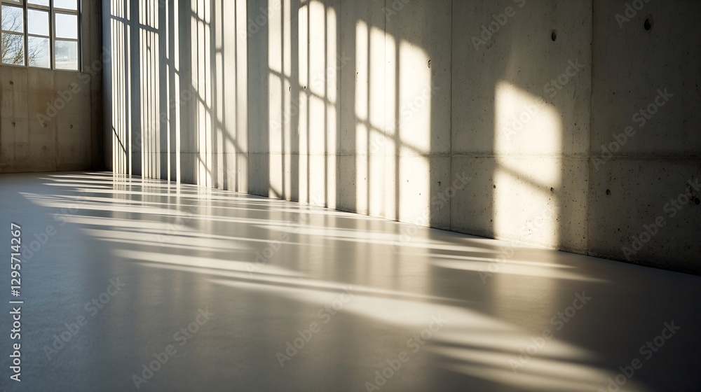 Poster modern minimalist interior design with long shadows creating artistic effect : generative ai