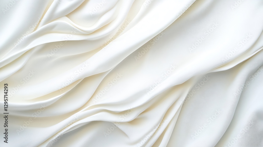 Leinwandbilder Close up view of elegant draped white fabric with smooth gentle folds and textures : Generative AI