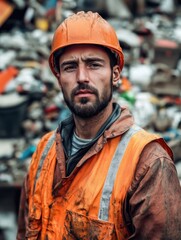 Portrait Of Male Worker In Waste Recycling Plant