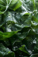 Hydrated Wakame Seaweed Macro Close-Up with Glistening Green Layers and Ultra-HD Details