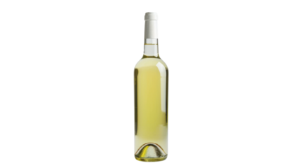 White wine bottle standing on transparent background
