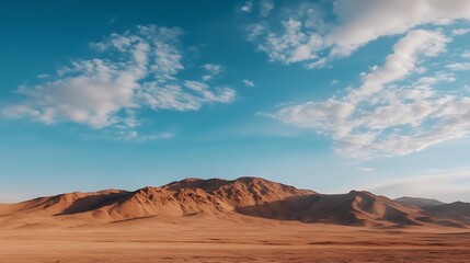 Fototapeta premium Stunning Landscape View of Desert Mountains Under a Bright Sky with Beautiful Clouds : Generative AI