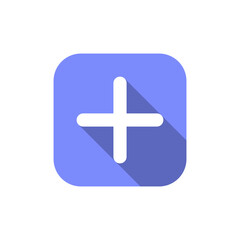 Add icon with long shadow. Plus button symbol
