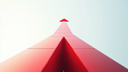 Abstract red arrow pointing upwards on white background, abstract, red, arrow, upward, direction, growth, progress, success