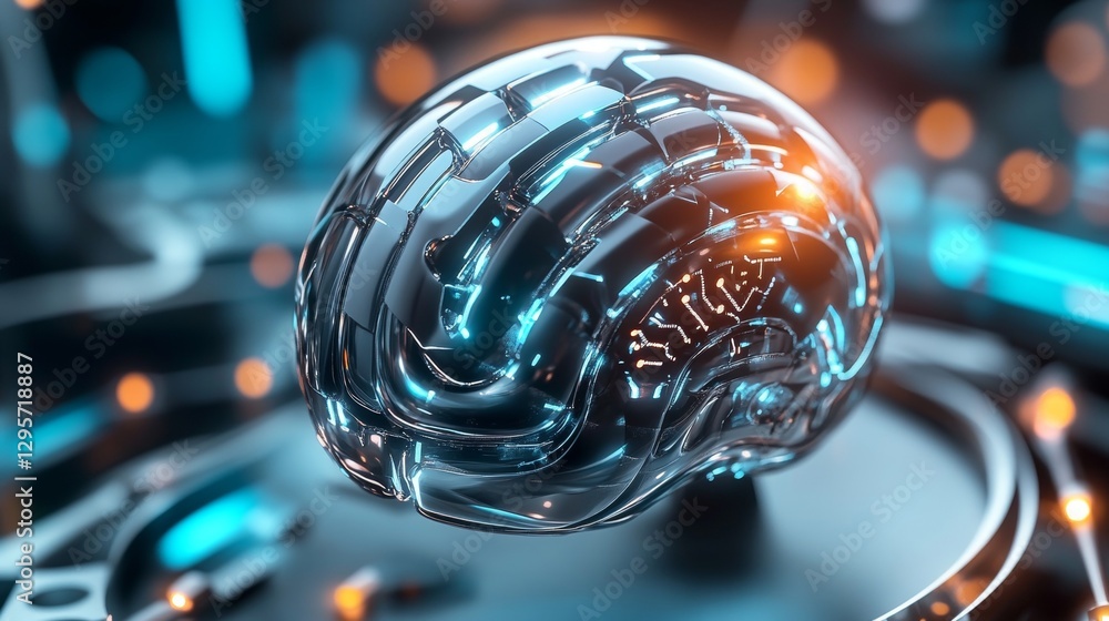 Poster exploring the future of artificial intelligence a glimpse into the digital brain virtual lab 3d rend