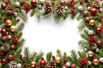 Fototapeta premium Christmas wreath with red and gold ornaments