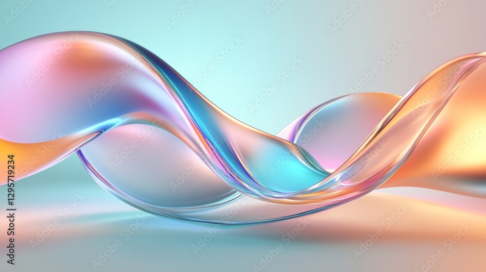 Aufkleber fluid motion artistry colorful waves of light modern studio abstract digital image soft background a