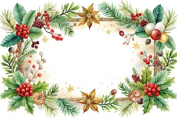 Christmas wreath with red berries and a gold flower