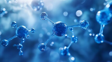 Dynamic Illustration of Methylene Blue Molecules in Vibrant Blue Tone