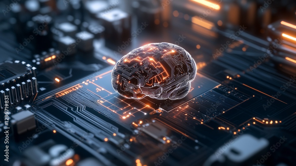 Poster innovative brain simulation technology revolutionizes computing digital environment conceptual visua