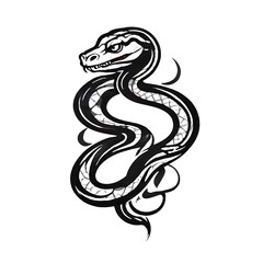 Black and white snake tattoo on a white background. Colorings. Vector. Illustration. Black. Sketch