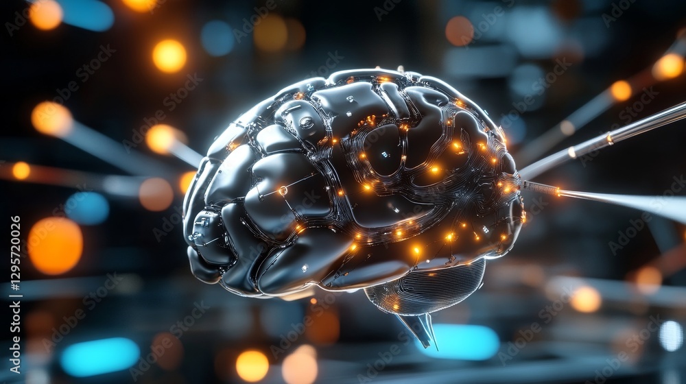 Poster exploring neural networks and their impact on modern technology digital realm 3d visualization futur