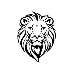 Lion with a yellow eye. Colorings. Vector. Illustration. Black. Sketch