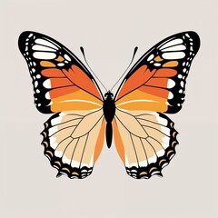Obraz premium butterfly on plain black background childish style illustration