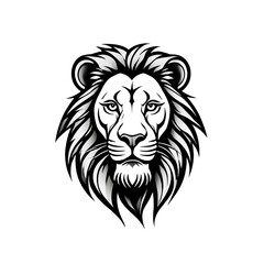 Obraz premium Lion with a mane and a long tail. Colorings. Vector. Illustration. Black. Sketch