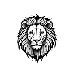 Lion with a mane and a long tail. Colorings. Vector. Illustration. Black. Sketch