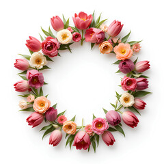 Obraz premium Floral vignette, round. Vector style. White background.