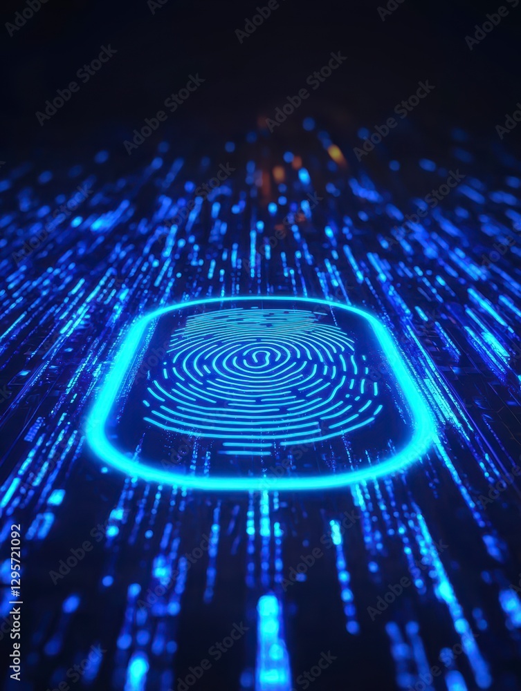 Poster digital fingerprint security: illustrating the dynamic realm of cybersecurity with a close-up shot o