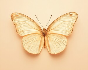 Fototapeta premium Delicate butterfly in soft lighting nature background macro photography minimalist style close-up perspective symbol of transformation