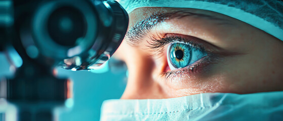 Surgeon focuses on delicate eye microsurgery using advanced tools and equipment for precise vision correction