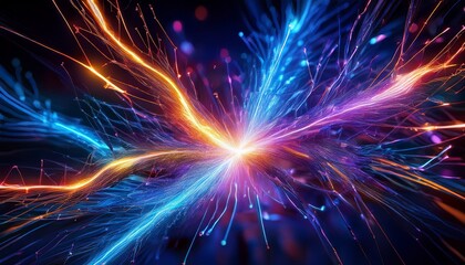 A macro of an electric spark jumping between two metal points, showing the intense, chaotic energy, glowing plasma arcs, and intricate lightning-like patterns.