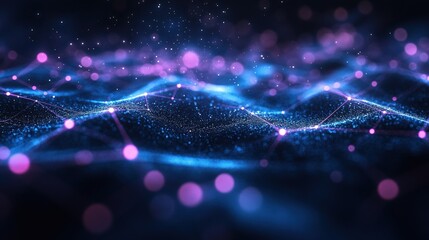 Obraz premium Abstract digital waves with glowing particles.