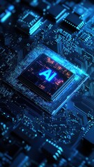 Fototapeta premium Glowing Tech Background with AI Concept.