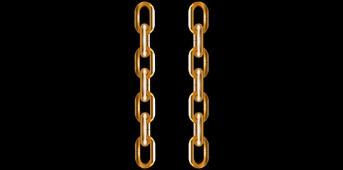 Realistic Metal Gold Chains Vector Illustration.	