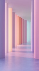 Fototapeta premium Colorful pastel columns in modern interior architecture