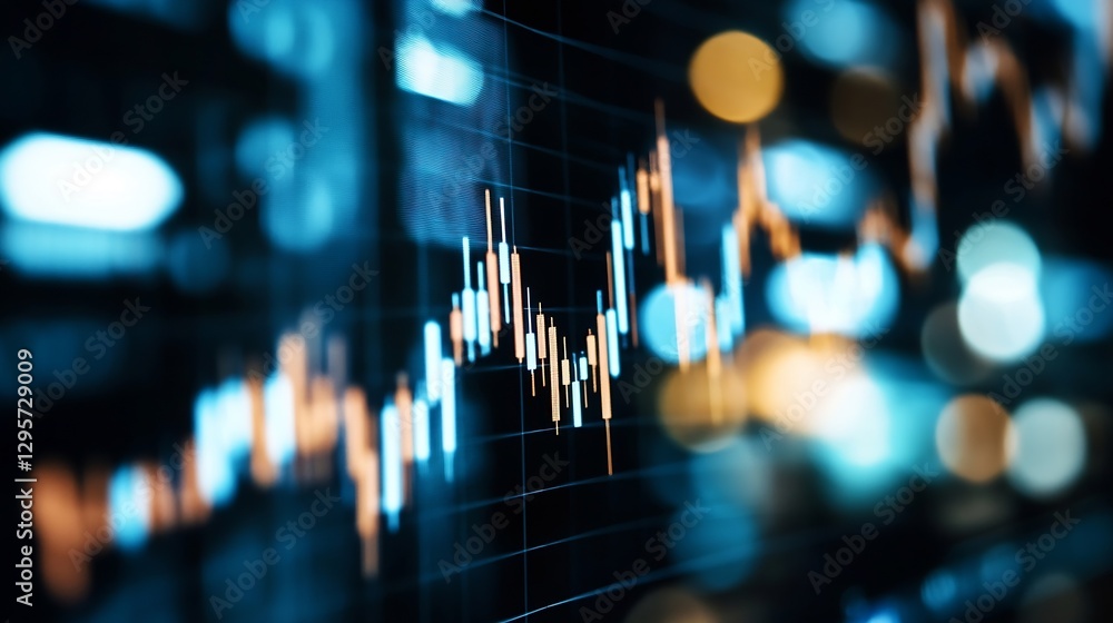 Poster Dynamic stock market data visualization with vibrant colors illustrating financial trends and analytics in a modern digital format : Generative AI