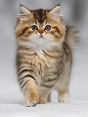 Obraz premium Adorable kitten walking, soft background, studio shot